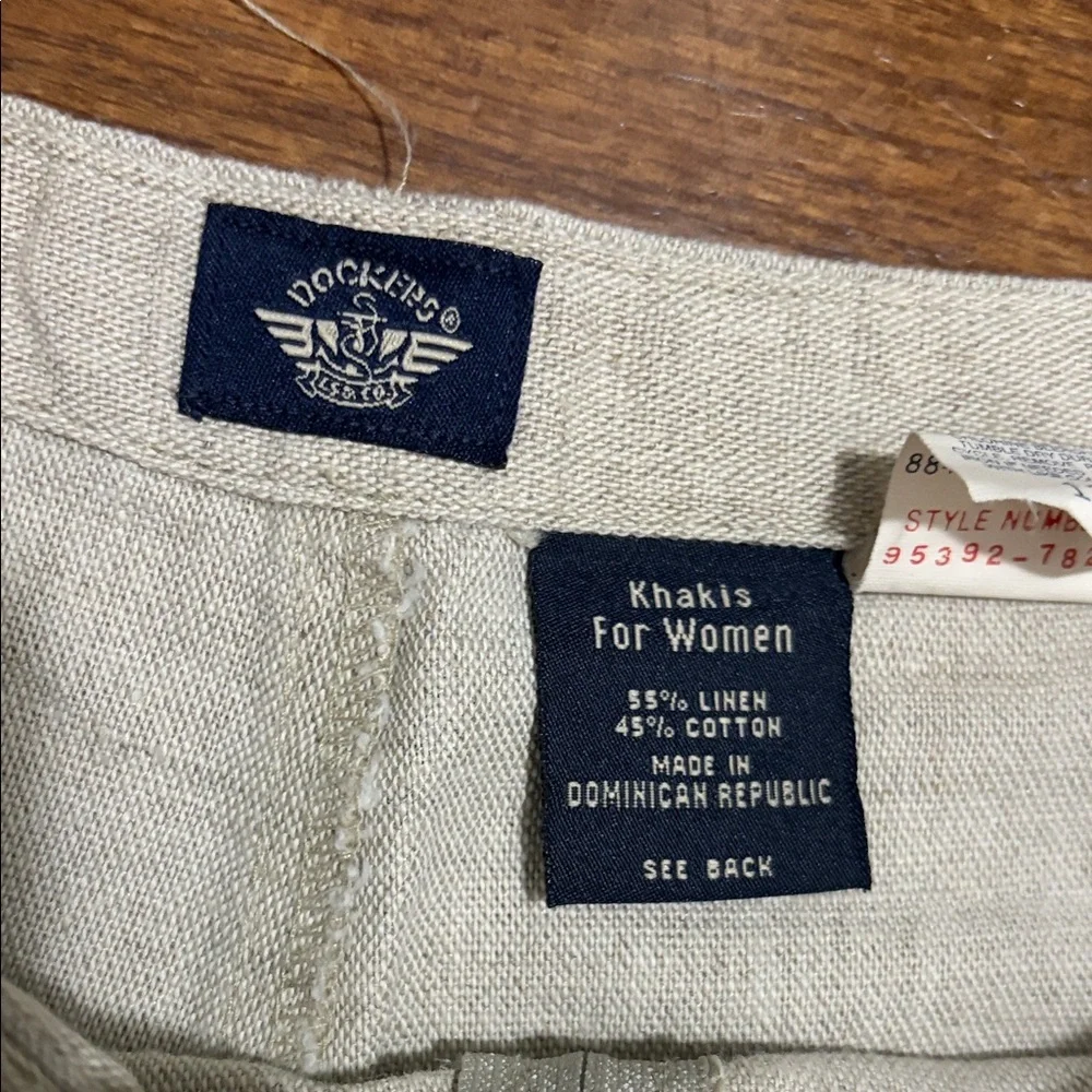 Vintage Dockers Tan Women's Skort with‎ Button Detail big linen cotton